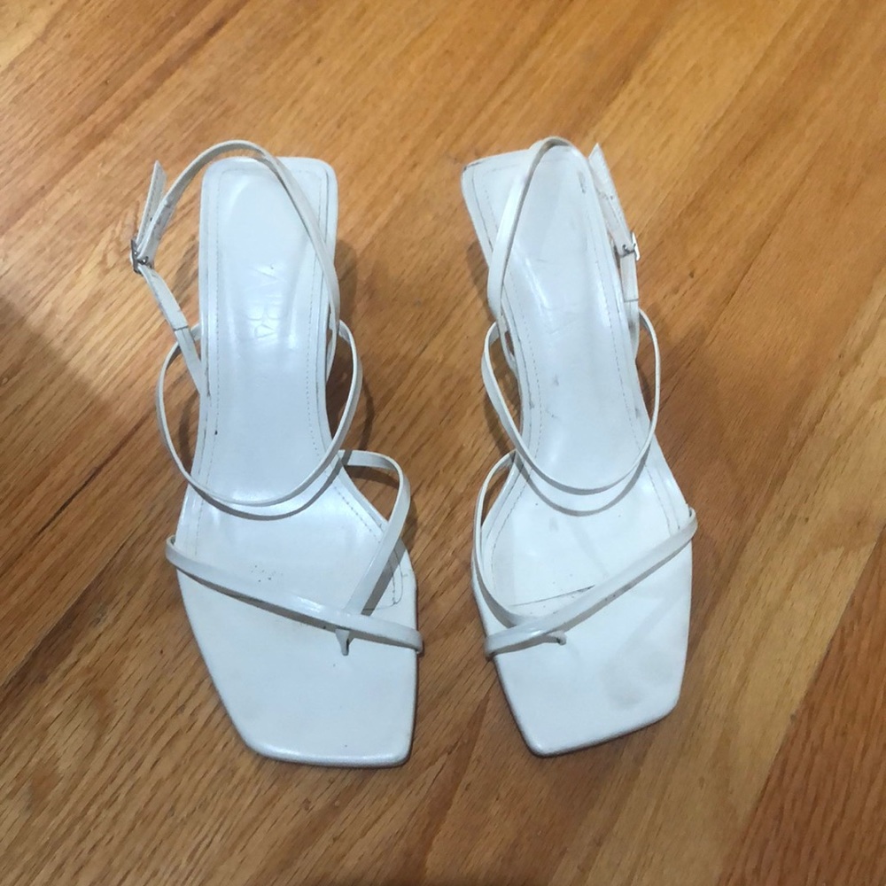 Zara leather square toe sandals